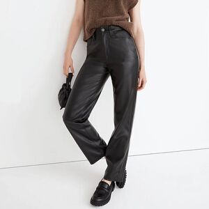 MADEWELL The Petite Perfect Vintage Straight Jean Faux Leather Edition Black 24P